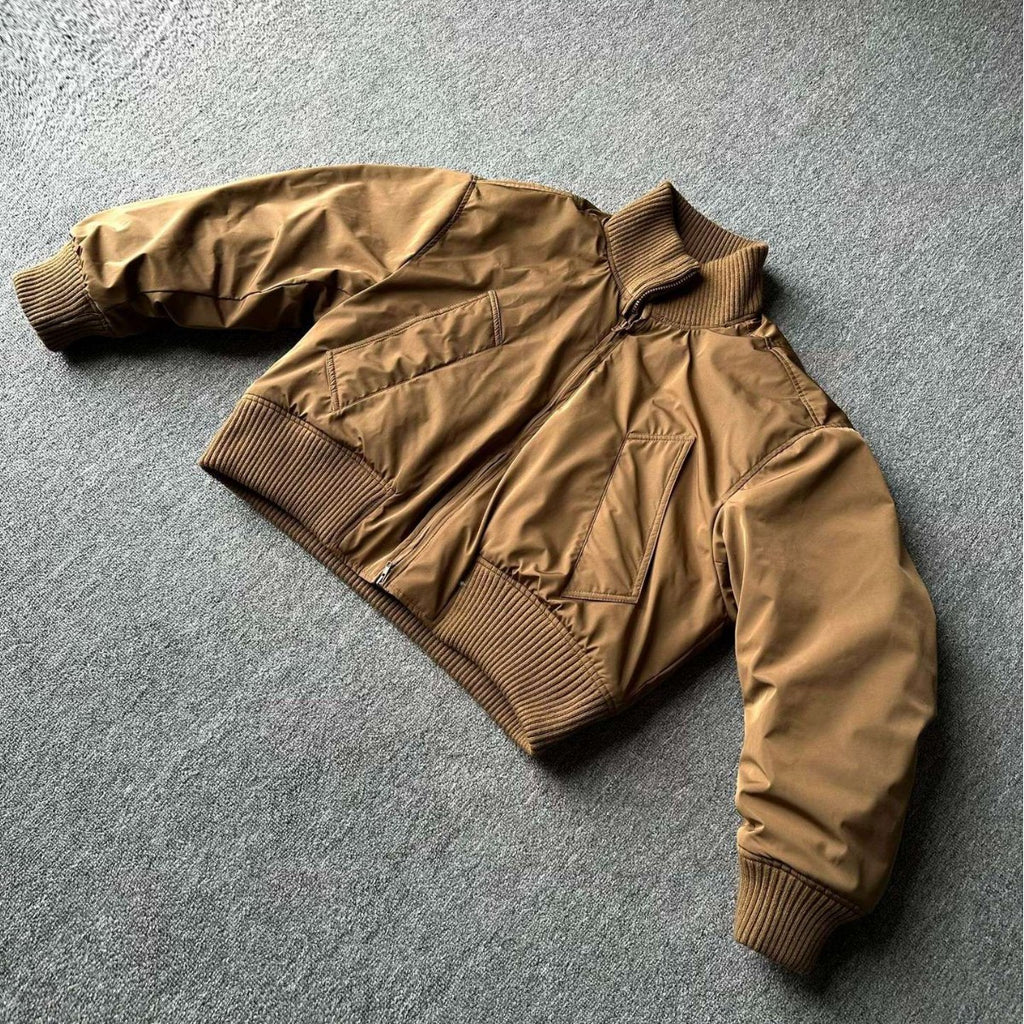 Loose Short Bomber Jacket Winter Thick Warm Cotton Coat Men