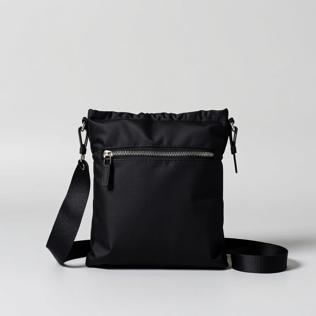 Black nylon crossbody bag