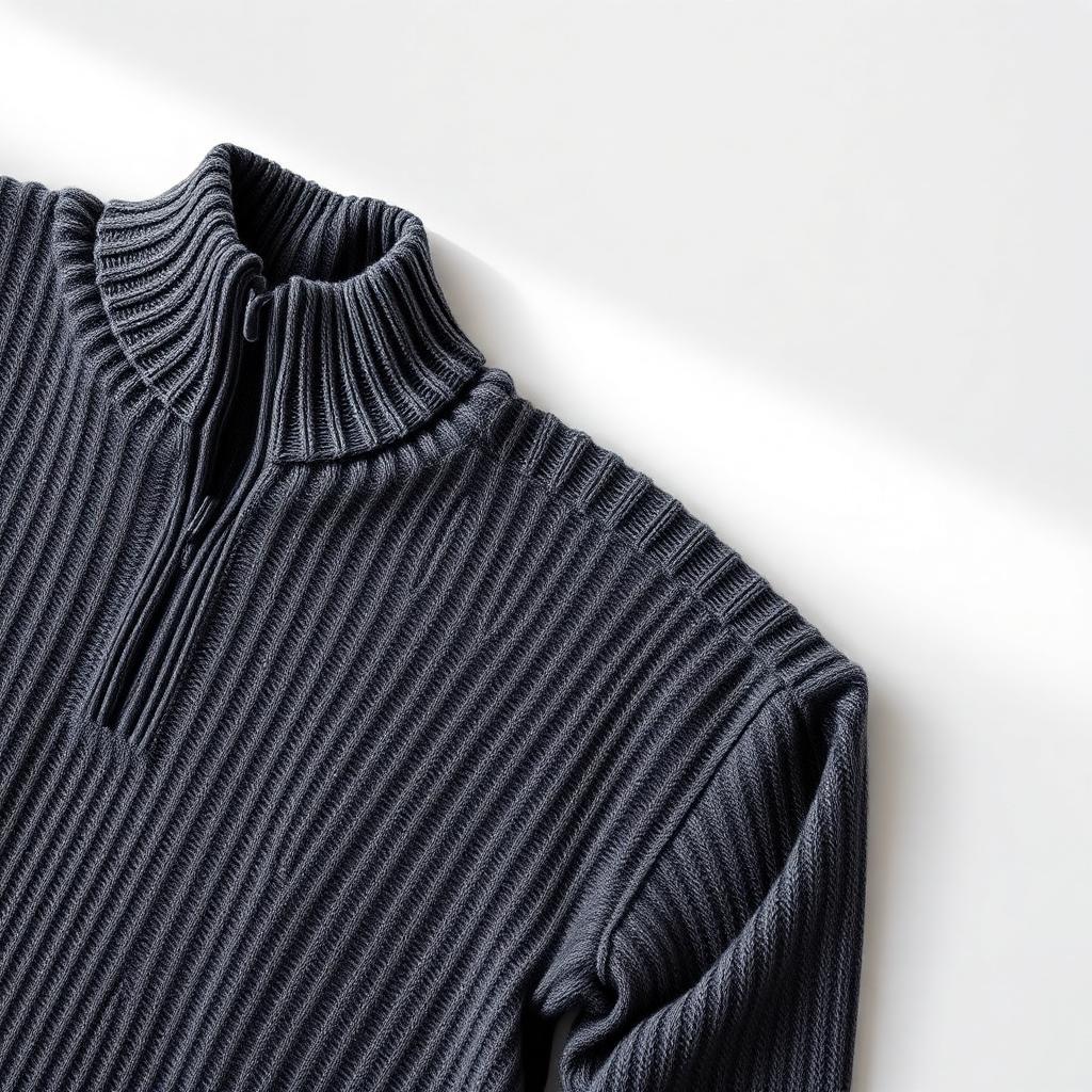 Charcoal ribbed half-zip knit