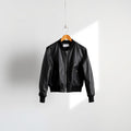 Cropped black bomber jacket