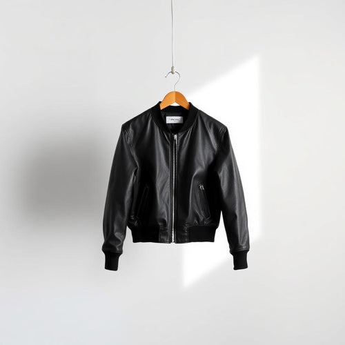 Cropped black bomber jacket