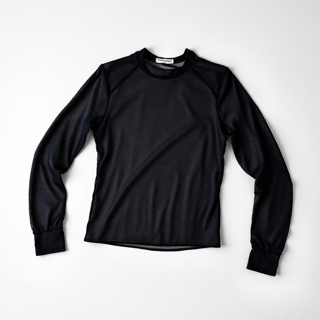 Black sheer mesh long sleeve top