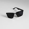 Slim rectangular black sunglasses