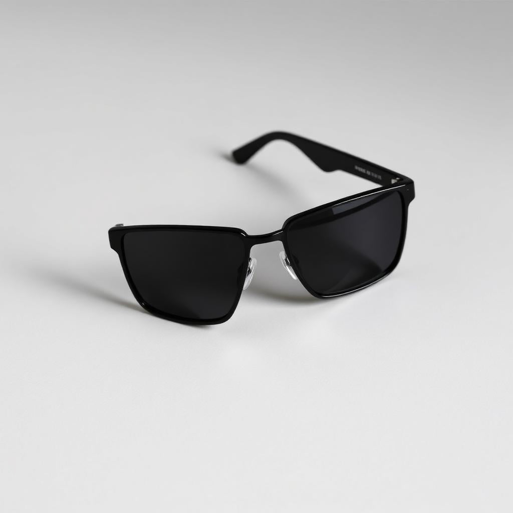 Slim rectangular black sunglasses